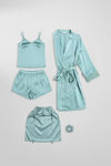 Zivame Luxe Satin 5 Pc Sleep Set - Mist Green — thumbnail 2